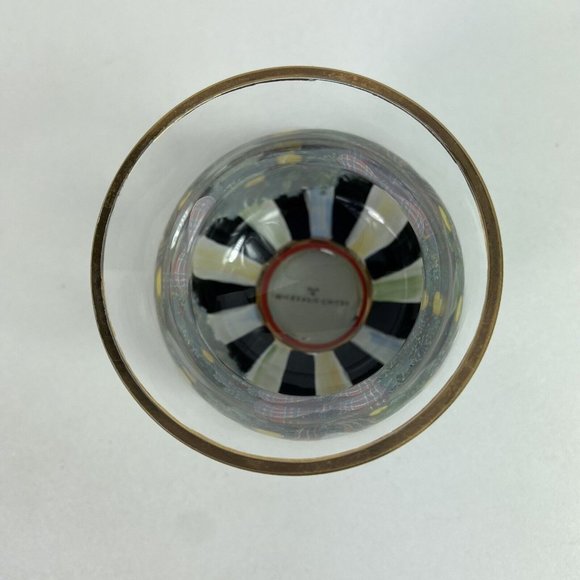 Mackenzie-Childs Evergreen Painted Glass Water Goblet Footed Dessert Christmas - Picture 7 of 7